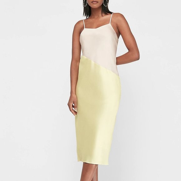 Express Dresses & Skirts - Express - NWT Satin Colorblock Slip Dress in Nude Sorbet